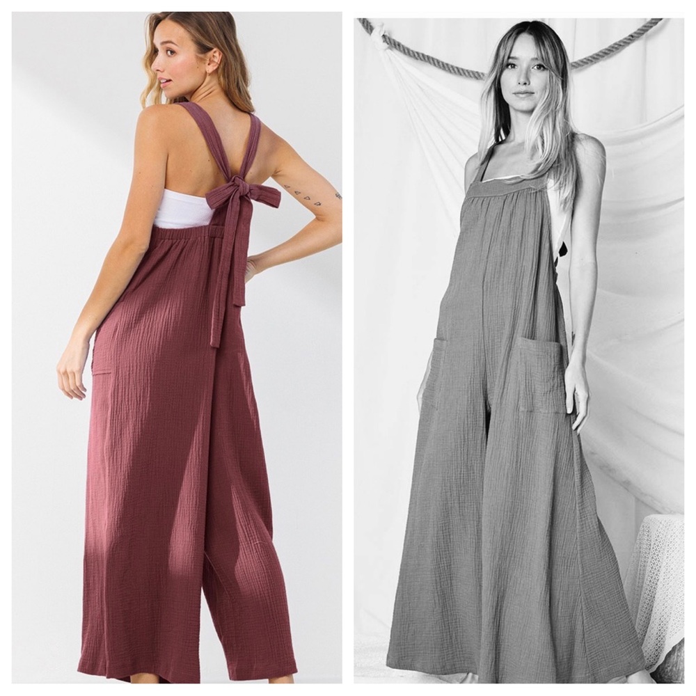 47 Boho ✨Angela Solid Fabulous Wide Leg Jumpsuit